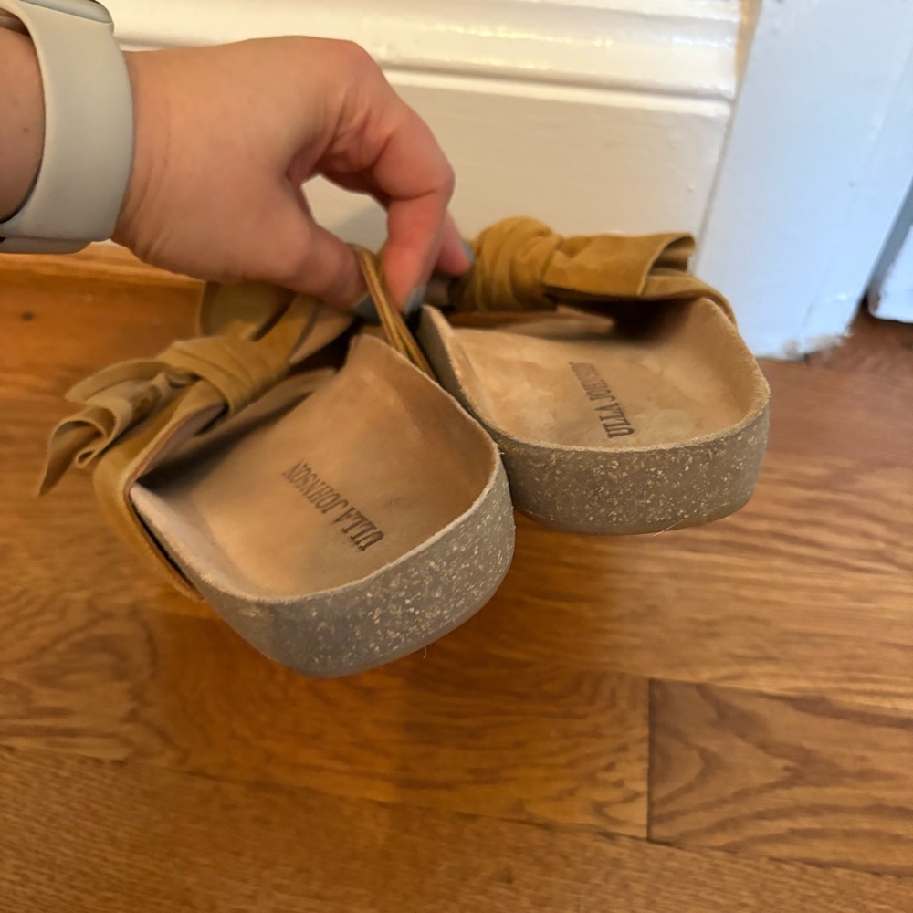 Ulla Johnson Ingrid Bow Slide Sandal in Mustard Suede - 7 - Picture 7 of 10